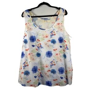 Faded Glory Women's XXL Floral Print Sleeveless Tank Top Blouse Casual Plus